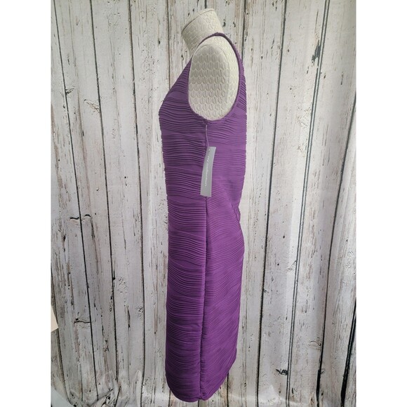 ALK Women's Medium NY Collection Purple Sleeveless Ribbed Shift Sheath Dress NEW - Picture 3 of 11